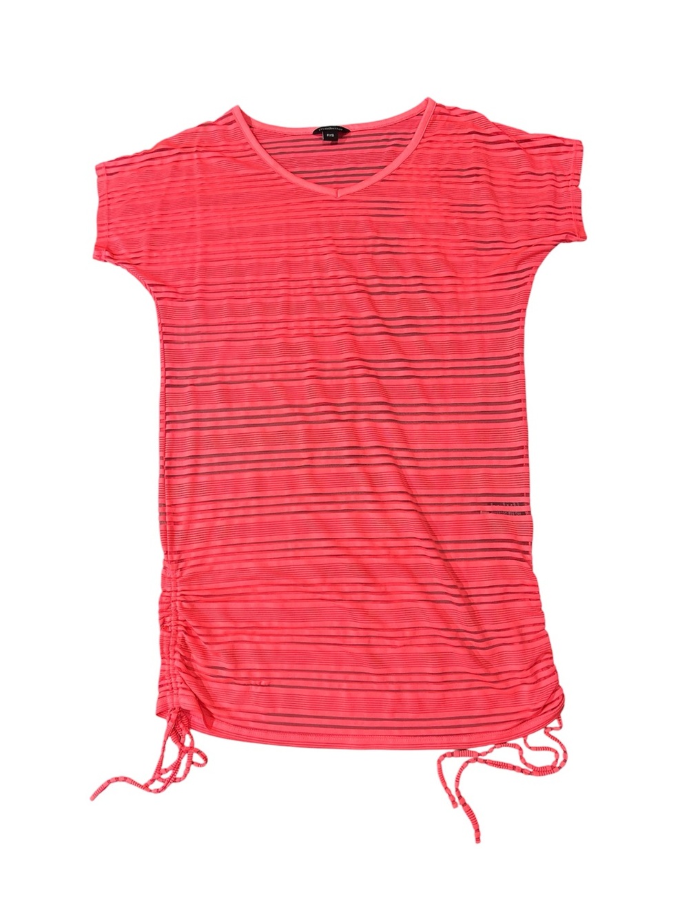 Trendsetter Bright Coral Striped Drawstring coverup sz P/S